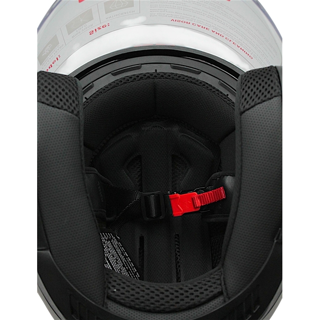 Мото шолом, відкритий (M 57-58) GXT "1001-5", чорний матовий з червоними вставками з відкидними окулярами фото westvelo.com