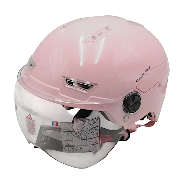 Мото шолом, відкритий (M-XL) "DAVID" D316, рожевий, глянцевий (ABS) фото westvelo.com