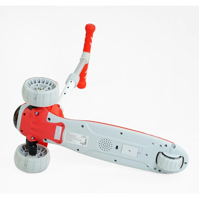 Самокат 5в1 Skyper J-08328, колеса PU 125х40мм зі світлом, укр.озвучування та підсвічування платформи, сіро-червоний фото westvelo.com