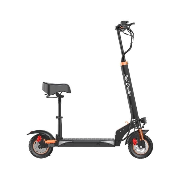 Електросамокат Best Scooter MS-84116 двигун 800W, акумулятор літієвий 48V 17.5Ah з сидінням, складний, колеса 10, чорно-помаранчевий фото westvelo.com