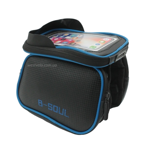 Сумка на раму B-SOUL 2x-стороння + місце для телефону, синя фото westvelo.com