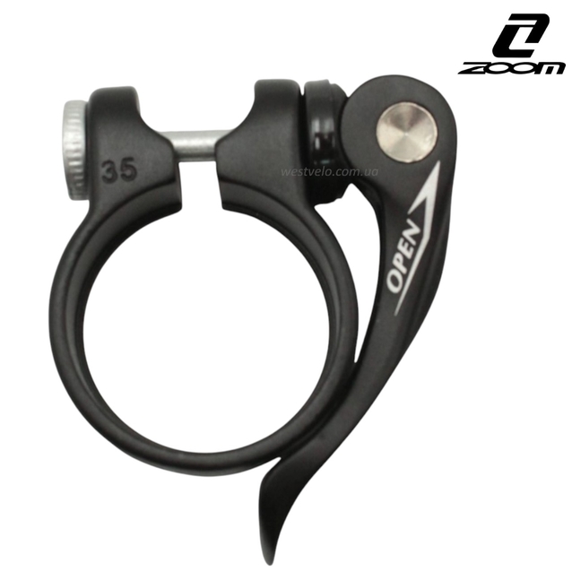 Хомут з ексцентриком труби сідла Ø35.0 мм. ZOOM, алюміній, чорний матовий фото westvelo.com