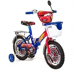 Дитячий велосипед 12 Mustang «ТАЧКИ» 007 синьо-червоний (+кошик сітка)