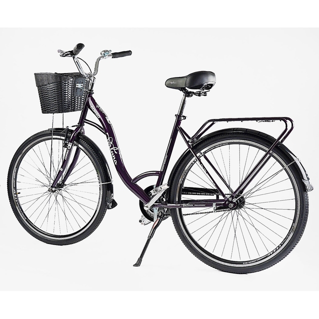 Міський велосипед 28 ST Corso «FORTUNA» FR-28077 сталь 20", темно фіолетовий2) (+к/к/б) кошик чорний фото westvelo.com