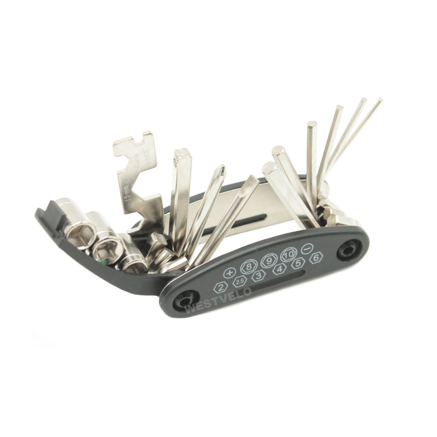 Мультитул чорний 6-гранники+головки KL-9802 (16 елементів) фото westvelo.com