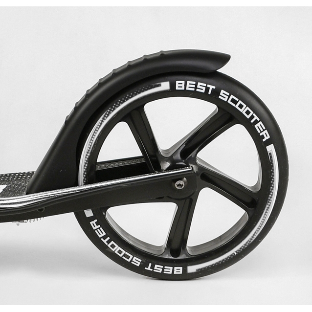 Самокат дитячий 2-х колісний, PU Best Scooter 14268 чорно-золотий, колеса Ø230-200mm, AL, 1 амортизатор передній фото westvelo.com