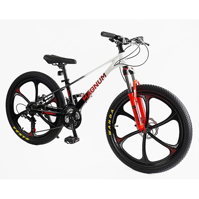 Велосипед 24 MG Corso «MAGNUM» MN-24255 магній 11", (к-т SHIMANO) біло-червоний фото westvelo.com