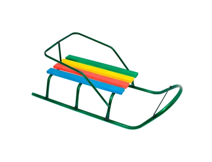 Сани без ручки, круглі полози, зелені