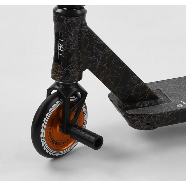 Самокат трюковий Best Scooter «CRASH» 65640 чорно-помаранчевий, HIC-система, пеги, AL диск та дека, колеса PU Ø110mm, ширина керма - 57 см фото westvelo.com