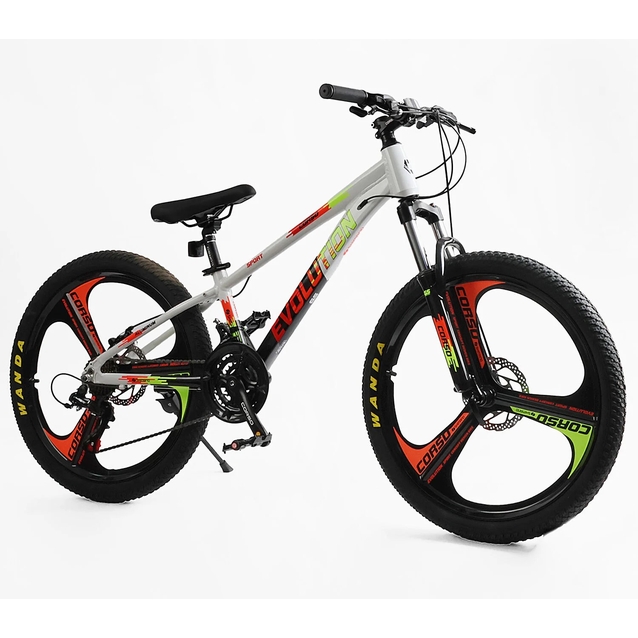Велосипед 24 AL Corso «EVOLUTION» EV-24416 алюміній 11", (к-т SHIMANO) біло-помаранчевий фото westvelo.com
