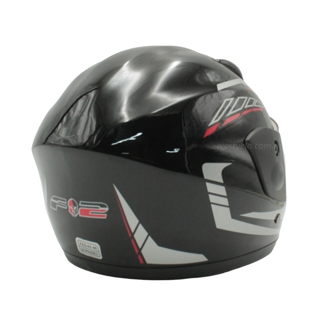Мото шолом, закритий F2 801 (ХХS45/46), чорно-червоно-сірий, глянцевий фото westvelo.com