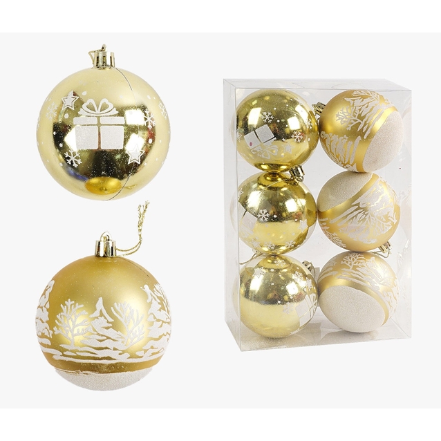 Новорічні прикраси .6 шт, кульки, D = 7,5 см, у слюді (C 67680) фото westvelo.com
