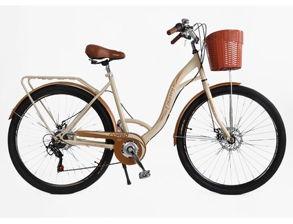 Міський велосипед 28 ST Corso «LIBERTY» LR-28406 сталь 20", (к-т SHIMANO) бежевий + кошик