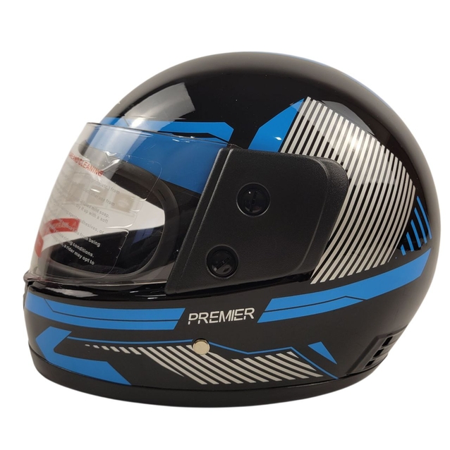 Мото шолом, закритий (L 59-60) BLD "PREMIER" чорно-блакитний, глянець (825) фото westvelo.com