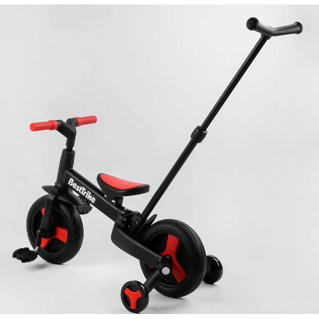 Велобіг-трансформер, 2-кол з батьківською ручкою, PU 10 BestTrike алюміній 23031 чорно-червоний, складний, батьківська ручка, знімні педалі фото westvelo.com