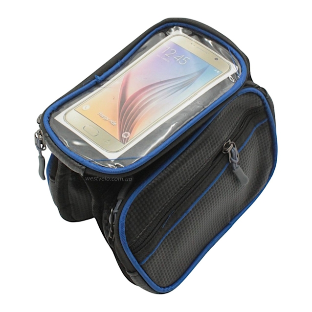 Сумка на раму 2x-стороння + місце для телефону чорна 019 фото westvelo.com