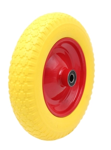 Колесо тачки жовте "8" 3.50-8 під вісь Ø20, пінополіуретанове