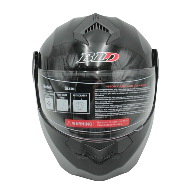 Мото шолом, трансформер (S 55-56) BLD-159 чорний глянець з відкидними окулярами фото westvelo.com