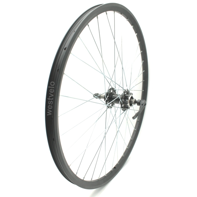Колесо 26 зад, обід 2-ний чорний дисковий, втулка SHUNFENG, диск 6 болтів, ексцентрик фото westvelo.com