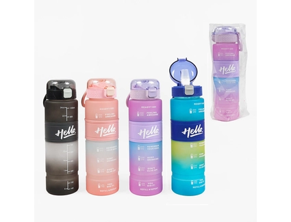 Фляга 1000 ml HELLO пластик (трубочка) пудра