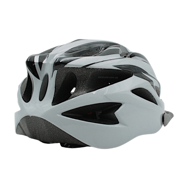 Вело шолом "TK Sport" 074 (56 см) з мигалкою, біло-чорний фото westvelo.com