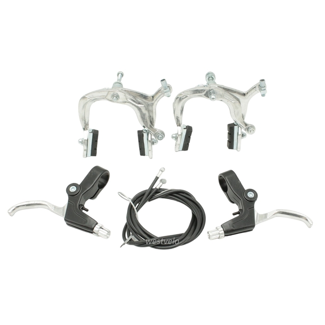 Комплект гальм шосейних "Турист" алюміній (перед+зад, ручки, троси) фото westvelo.com