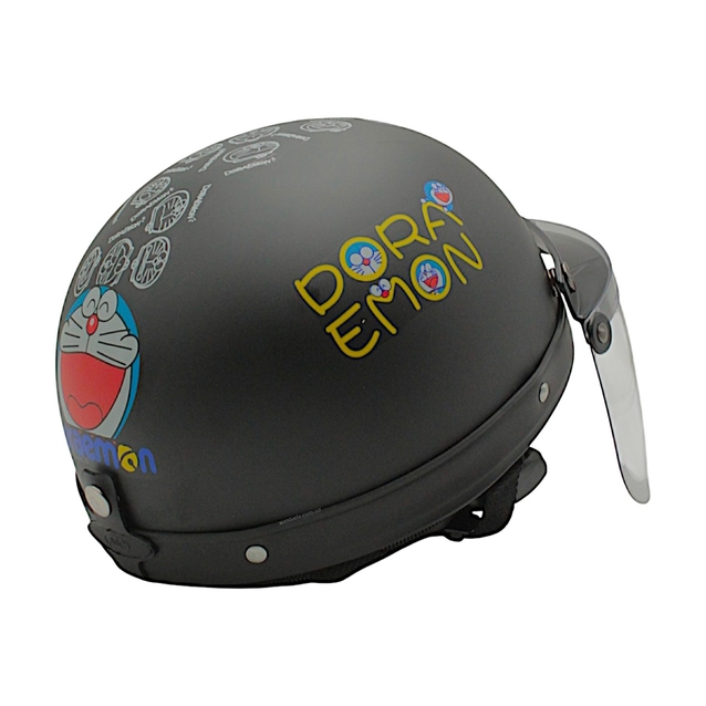 Мото шолом дитячий, відкритий Mototech Doraemon, чорний матовий з козирком + окуляри фото westvelo.com