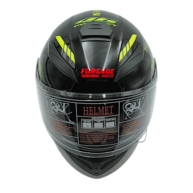 Мото шолом, закритий (L) "222" Чорно-зелений, глянцевий фото westvelo.com