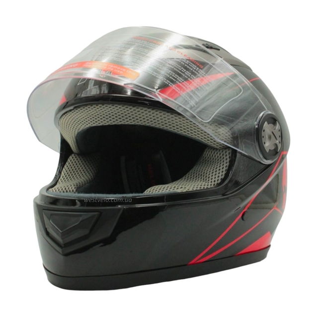 Мото шолом, закритий (XS 53-54) F2 830-2 Інтеграл,Neon red #2, чорний глянець фото westvelo.com