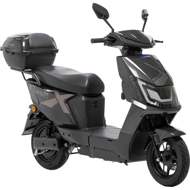 Електроскутер Corso «FLASHX» FL-355701 двигун 1200W, акумулятор 72V/23Ah графеновий, графітовий + 1 ящик. акум, колеса 10" фото westvelo.com