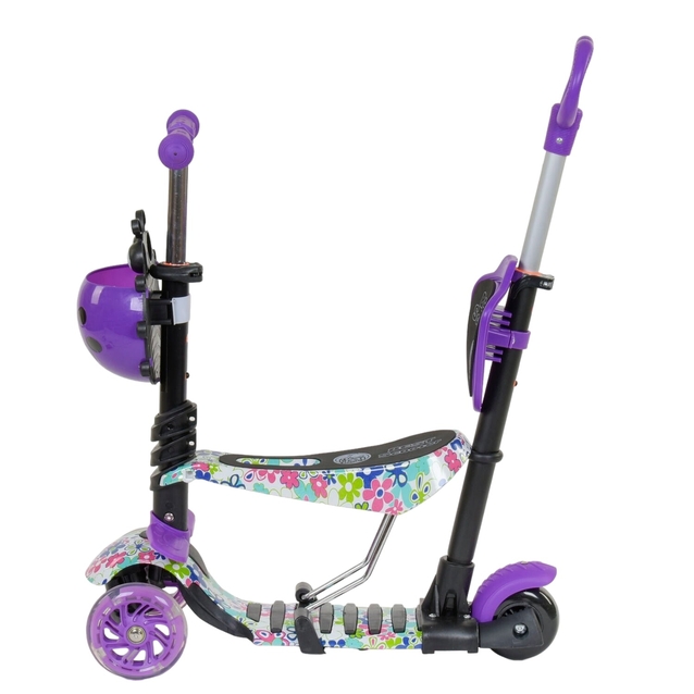 Самокат 5в1 Best Scooter 68995, колеса PU 120х90mm зі світлом, фіолетовий