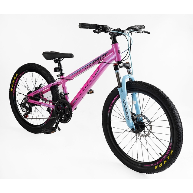 Велосипед 24 AL Corso «CONCEPT» CP-24801 алюміній 11", (к-т SHIMANO) рожево-блакитний фото westvelo.com