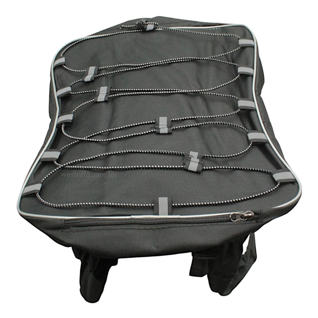 Сумка на багажник двох-стороння чорно-сіра фото westvelo.com