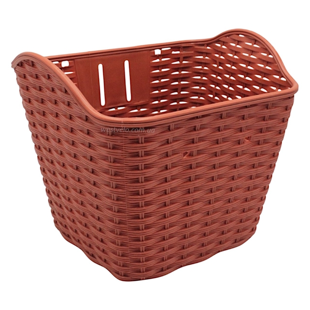 Кошик пластмасовий плетений коричневий фото westvelo.com