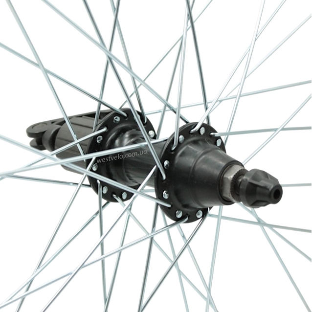 Колесо 26 зад, обід 2-ний чорний, втулка Joy Tech, касета (8-10S), ексцентрик (Gravity) фото westvelo.com