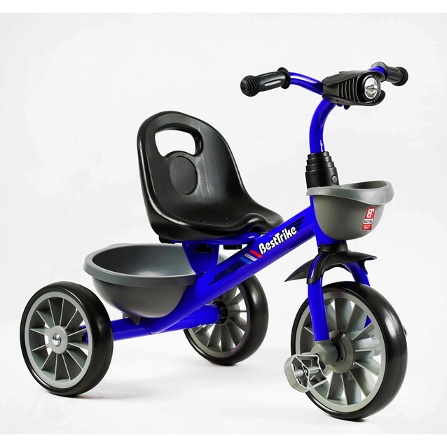 Дитячий велосипед 3-х колісний EVA (піна) Best Trike колеса 12-10, BS-12530 синьо-сірий, сталева рама, фара з музикою та світлом, 1 пісня українською та 2 англійською, 2 кошики фото westvelo.com