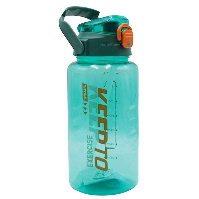 Фляга 1600 ml харч.пластик, KEEPTO EXERCISE, (для тренувань) з трубкою, бірюзова фото westvelo.com