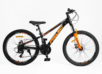 Велосипед 24 AL Corso «PROJECT»  PJ-24115 алюміній 11", (к-т SunRun) чорно-помаранчевий