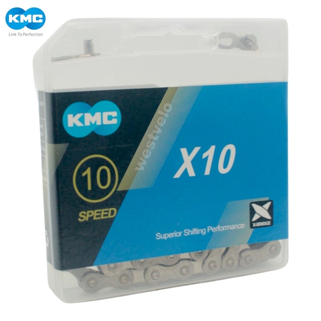 Ланцюг спорт. 10 передач KMC нікель (1/2Х11/128Х116L) (replica) + замок фото westvelo.com