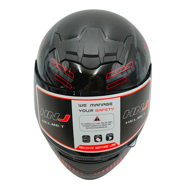 Мото шолом, закритий (L) HNJ TRON "1008-25" чорно-червоно сірий, глянцевий фото westvelo.com
