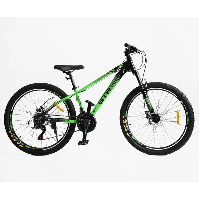 Велосипед 26 AL Corso «GTR-3000» GTR-71090 алюміній 13", (к-т SHIMANO) чорно-салатовий фото westvelo.com