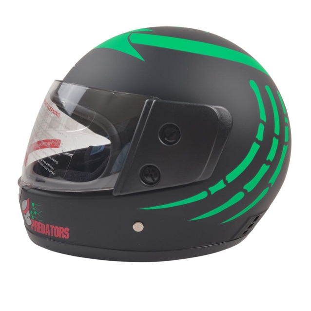 Мото шолом, закритий (L 59-60) BLD "PREDA TORS", чорно-зелений, матовий (825) фото westvelo.com