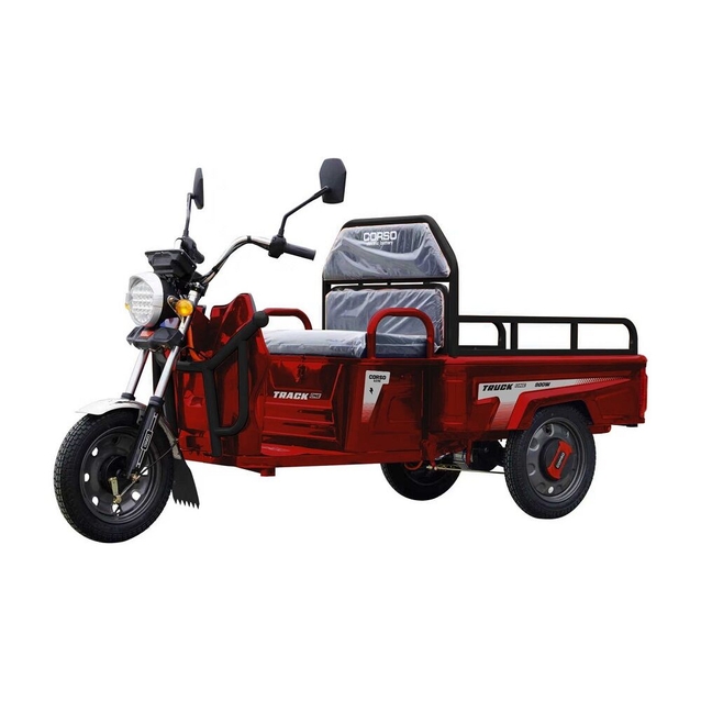 Трицикл РОЗІБРАНИЙ вантажний Corso «TRUCK ONE» TR-300047, двигун 800W, акумулятор 60V 32Ah графеновий, червоний 5 МІСЦЬ+ 1 ящик.акум, колеса 12" фото westvelo.com