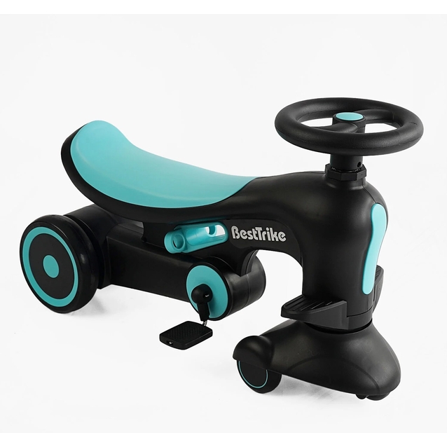 Дитячий велосипед-толокар 3-х колісний з батьківською ручкою, колеса - PU Best Trike BST-8130 чорно-блакитний, рама нейлон фото westvelo.com