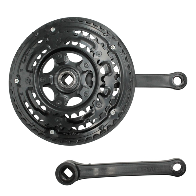 Система шатунів мтв велика чорна (28/38/48Т) L-170мм. фото westvelo.com