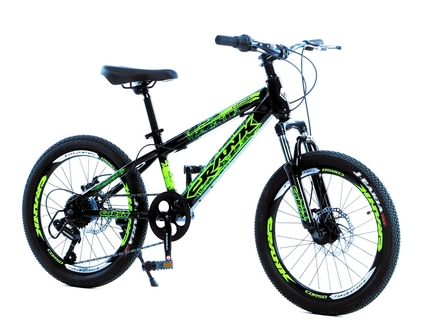 Велосипед 20 ST Corso «CRANK» CR-20247 сталь 11", (к-т SHIMANO) чорно-салатовий