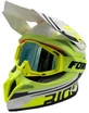 Шолом, закритий крос/ендуро (L 59-60) АТV Forsage Rider  030 біло-жовтий глянець з дашком + окуляри фото westvelo.com