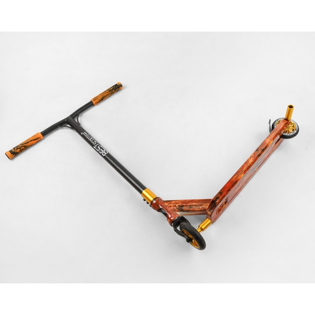 Самокат трюковий Best Scooter «ABSTRACTION» BS-77225 помаранчевий,  HIC-система, пеги, AL диск та дека, колеса PU Ø110mm, ширина керма - 60 см фото westvelo.com