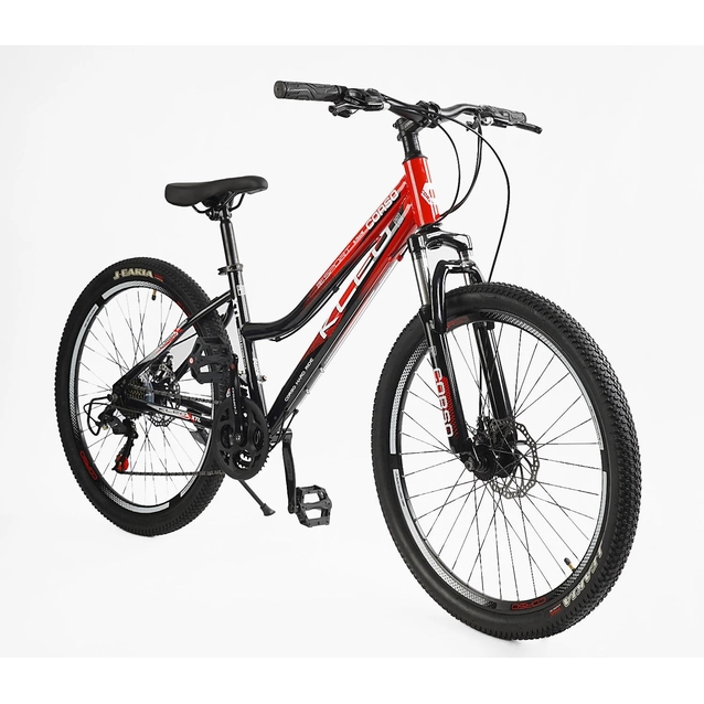 Велосипед 26 ST Corso «KLEO» KL-26011 сталь 15", (к-т Saiguan) червоно-чорний фото westvelo.com