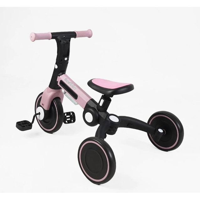 Дитячий велосипед 3-х колісний EVA (піна) Best Trike колеса 8-6, BS-11402 рожевий, нейлонова рама, рама та задні колеса -складні, підсвічування, кошик фото westvelo.com